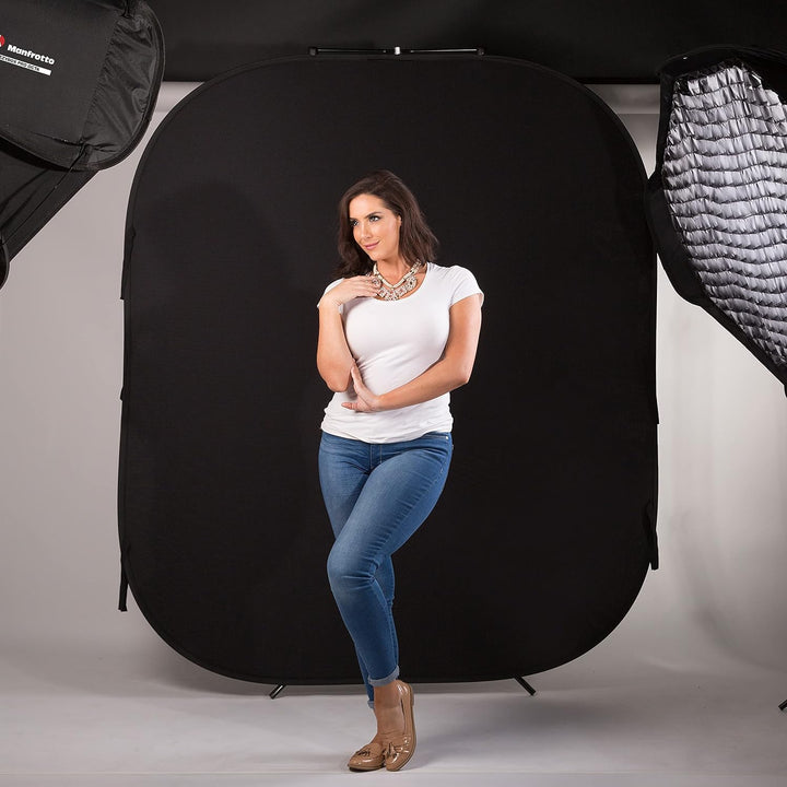 Manfrotto LL LB56GB 1,5 x 1,8 m, faltbar, beidseitig verwendbar, Hintergrund Schwarz/Mid Grey, Grey