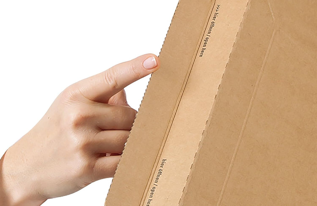 ColomPac CP020.17 Wickelverpackung aus Wellpappe mit Selbstklebeverschluss und Aufreissfaden, braun