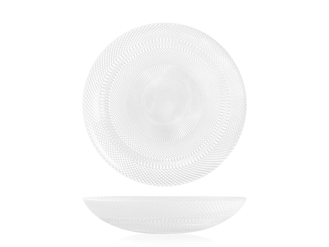 H&H Glow Set mit 6 tiefen Tellern, Glas, transparent, 20 cm