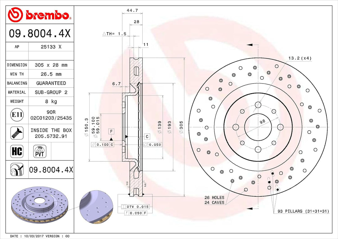 BREMBO 09.8004.4X Bremsscheibe