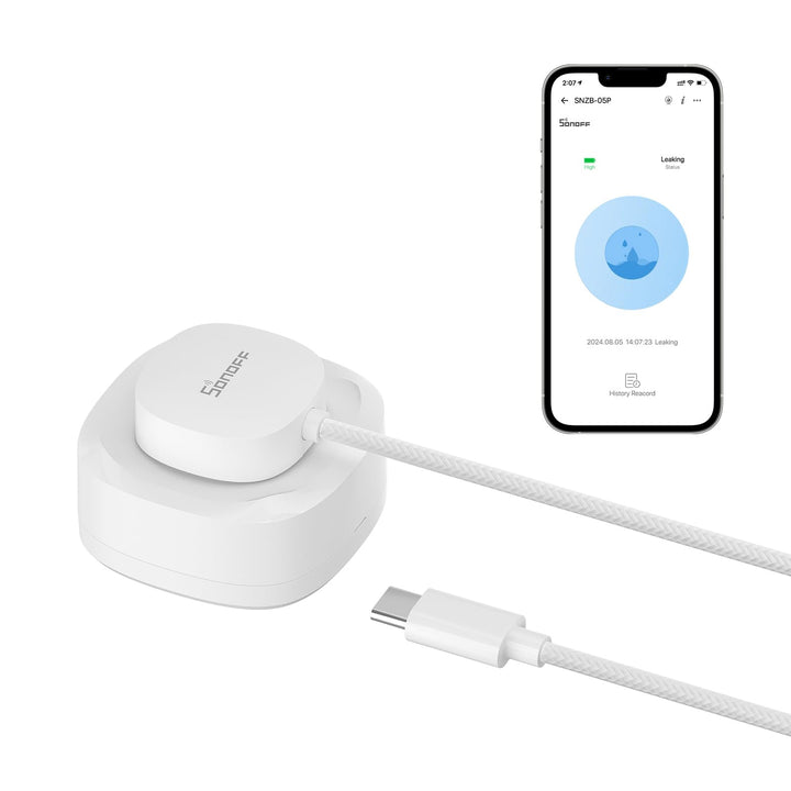 SONOFF SNZB-05P Zigbee Wassermelder + WLDC200 Wassersensor Kabel,Smart Home Wasserwächter,Wassermeld