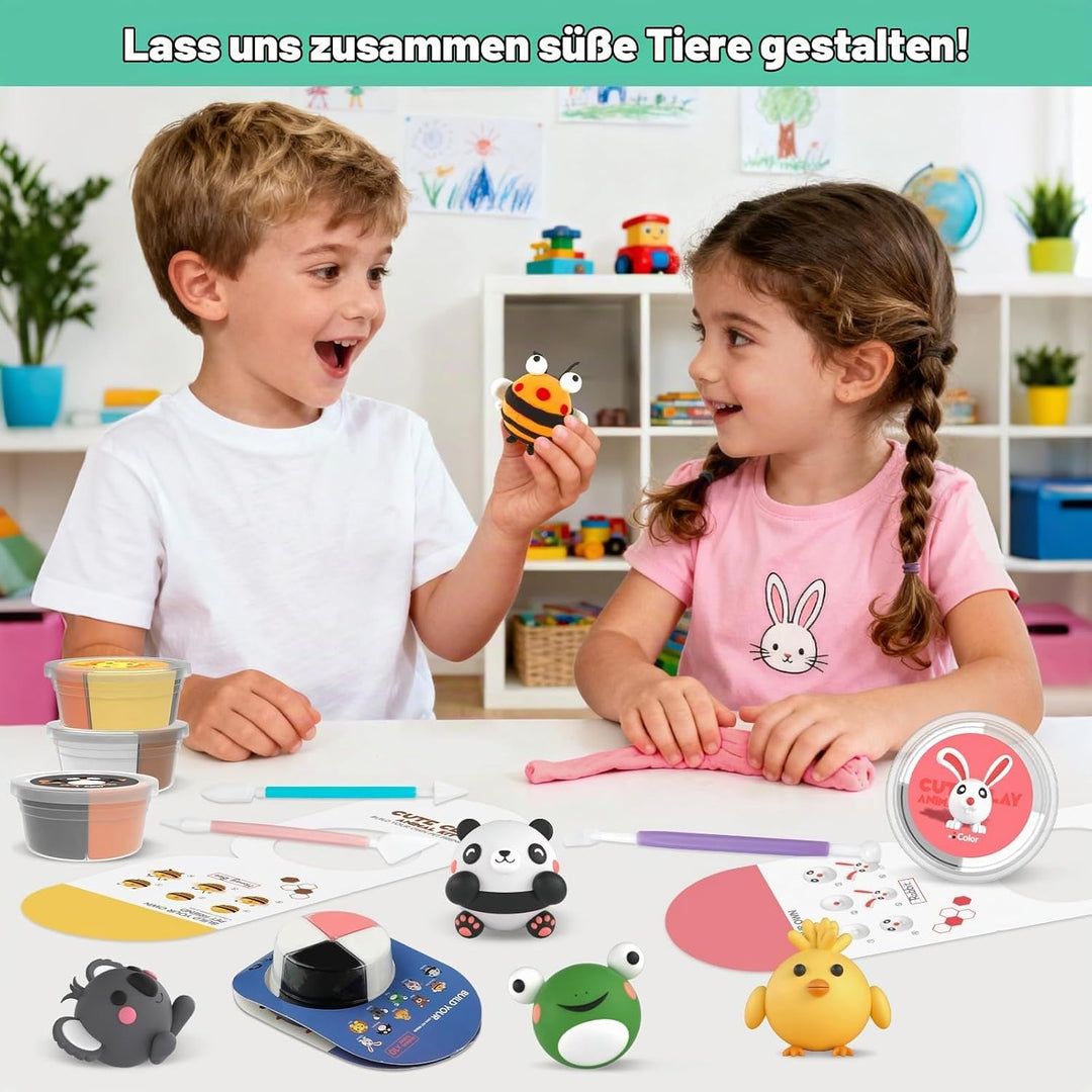 Lufttrocknendes Modellierknete Set für Kinder-10 Boxen Themen-Modellierknete mit Werkzeugen, Anleitu