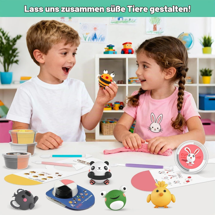 Lufttrocknendes Modellierknete Set für Kinder-10 Boxen Themen-Modellierknete mit Werkzeugen, Anleitu