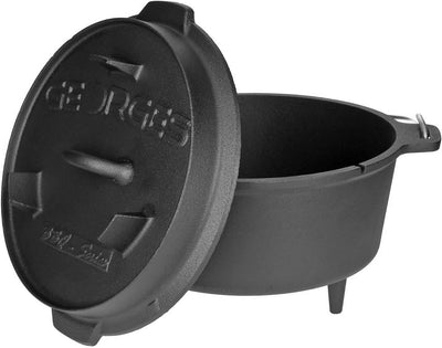 TALK-POINT TP Premium BBQ Set, Dutch Oven 9-teilig, Feuer-Topf, Bräter, Brat-Pfanne aus Gusseisen, K