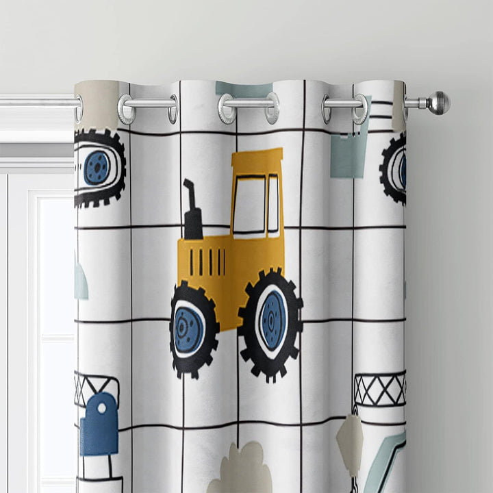HOSIMA LKW Konstruktion Vorhänge Blickdicht Gardinen Mit Ösen,2-Set 140x260cm Traktor Modern Dekorat