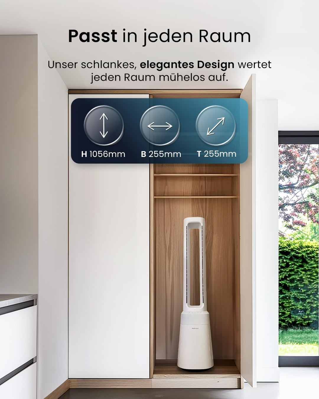 Pro Breeze 105cm rotorloser Ventilator mit Luftreiniger, Turmventilator sehr leise mit Fernbedienung