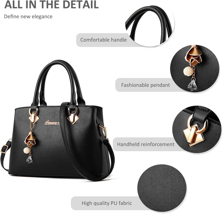NICOLE & DORIS Elegante Handtasche Damen Schultertasche PU Leder Henkeltasche Mittelgross Tote Shopp