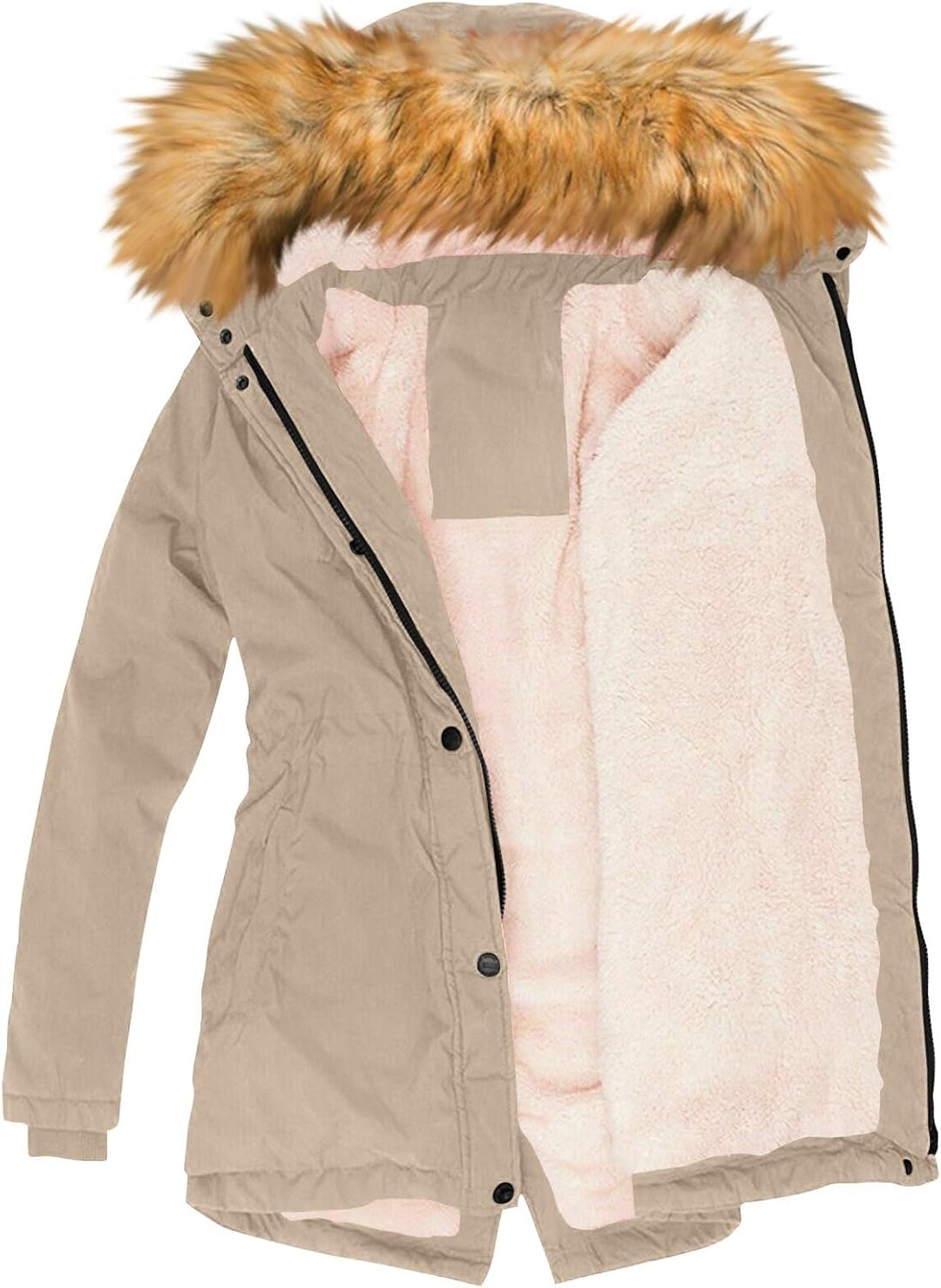 Ansenesna Winterjacke Damen Warm Gefüttert Fellkapuze Parka Winter Fell Wintermantel Elegant Mit Kap