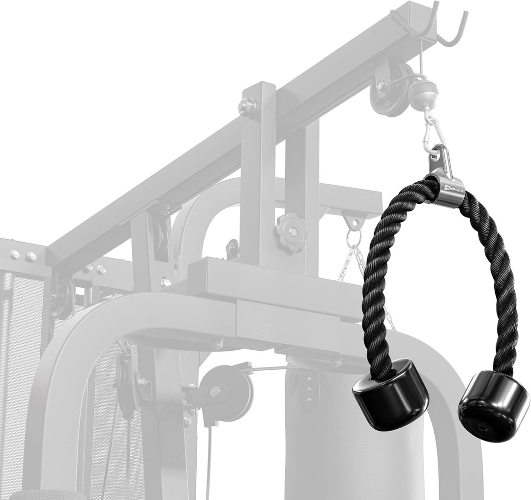Hop-Sport Trizepsseil 72 cm – Nylon Trizepstau für Kabelzug & Pull Down – Fitness Zubehör mit rutsch