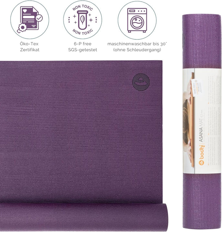 Bodhi Yogamatte Asana | Universelle Übungsmatte | Schadstofffrei &amp; Waschbar | Matte aus PVC | Fitnes