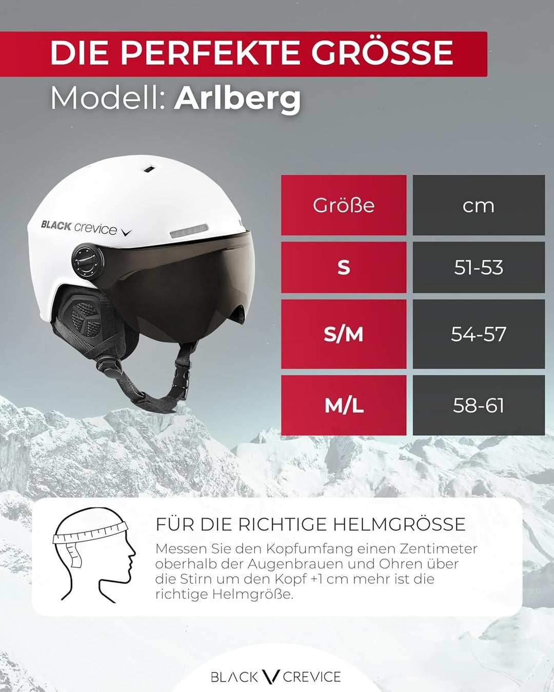 Black Crevice Skihelm Arlberg mit 2 Visier M/L (58-61) Weiss, M/L (58-61) Weiss