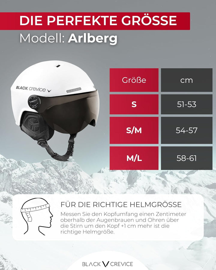 Black Crevice Skihelm Arlberg mit 2 Visier M/L (58-61) Weiss, M/L (58-61) Weiss