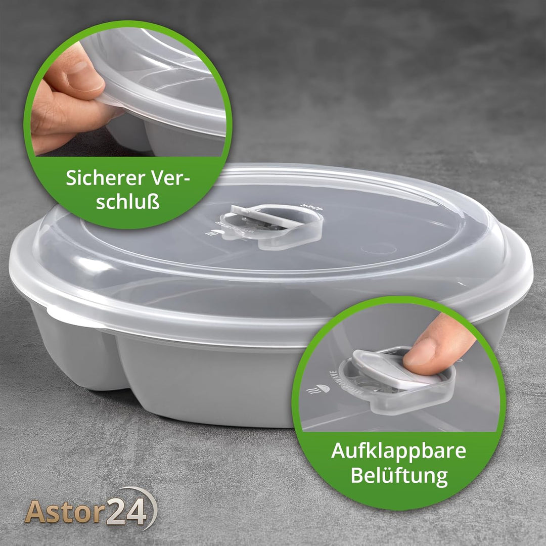 astor24 2er Set Mikrowellen Teller - Hohe Ausführung - Vorrats Dose Aufbewahrung Geschirr zum erhitz