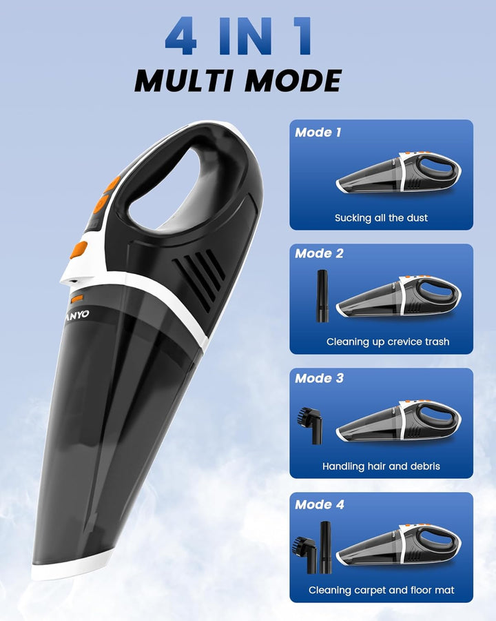 TANYO Handstaubsauger Testsieger, 10000Pa Handstaubsauger Akku Kabellos mit LED, 2-Gang Autostaubsau