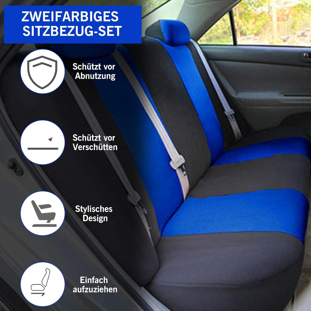 Universal-Sitzbezüge für 5-Sitzer, geeignet für Autositze vorne und hinten, mit Kopfstützen, verschl
