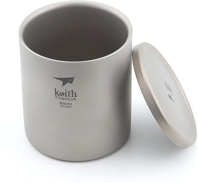 Keith 220 ml/600 ml Titan Becher Saugnapf Doppelwandig Ultraleicht Titan Becher Tassen Leichte Tragb