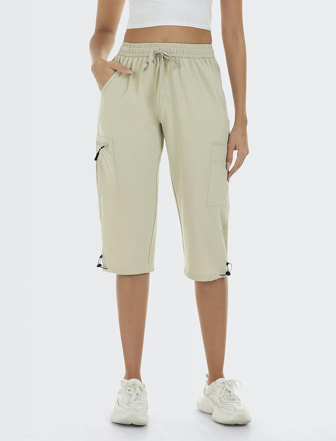 MoFiz Cargo Shorts Damen Wandershorts Lightweight Trekking Caprihose Sommer Outdoorhose mit Reissver