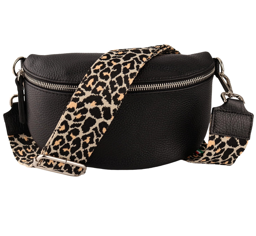MIRROSI® Bauchtasche Damen, Echtleder, Made in Italy, Umhängetasche, Brusttasche, Crossbody Bag (1 T