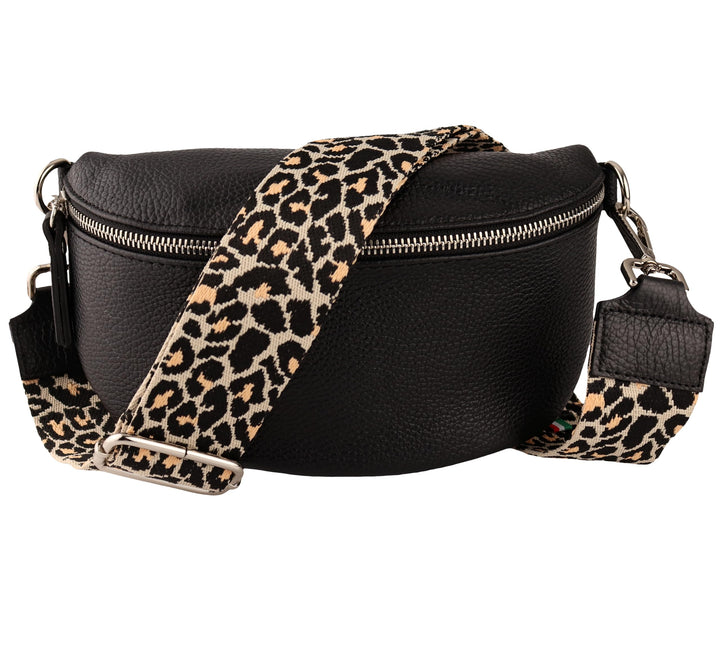 MIRROSI® Bauchtasche Damen, Echtleder, Made in Italy, Umhängetasche, Brusttasche, Crossbody Bag (1 T