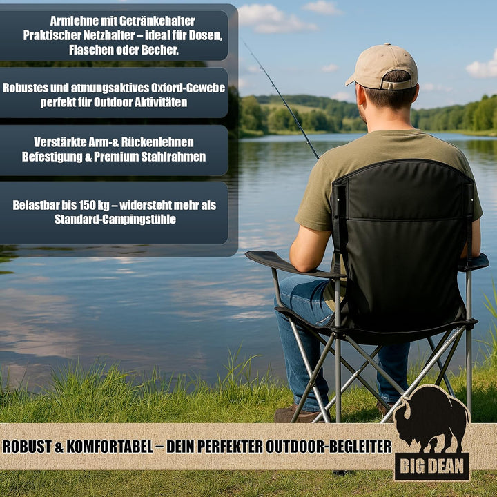BigDean 2er Set Campingstuhl extra hohe Lehne max. 150kg belastbar