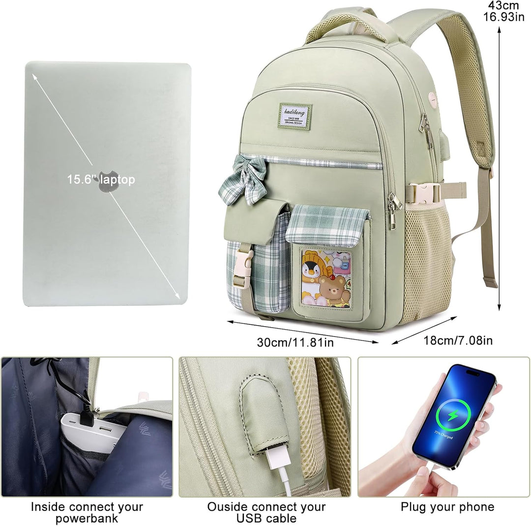 kadilong Rucksack Mädchen für Universität Studium,Rucksack Laptop Damen Lehrerrucksack Schulrucksack