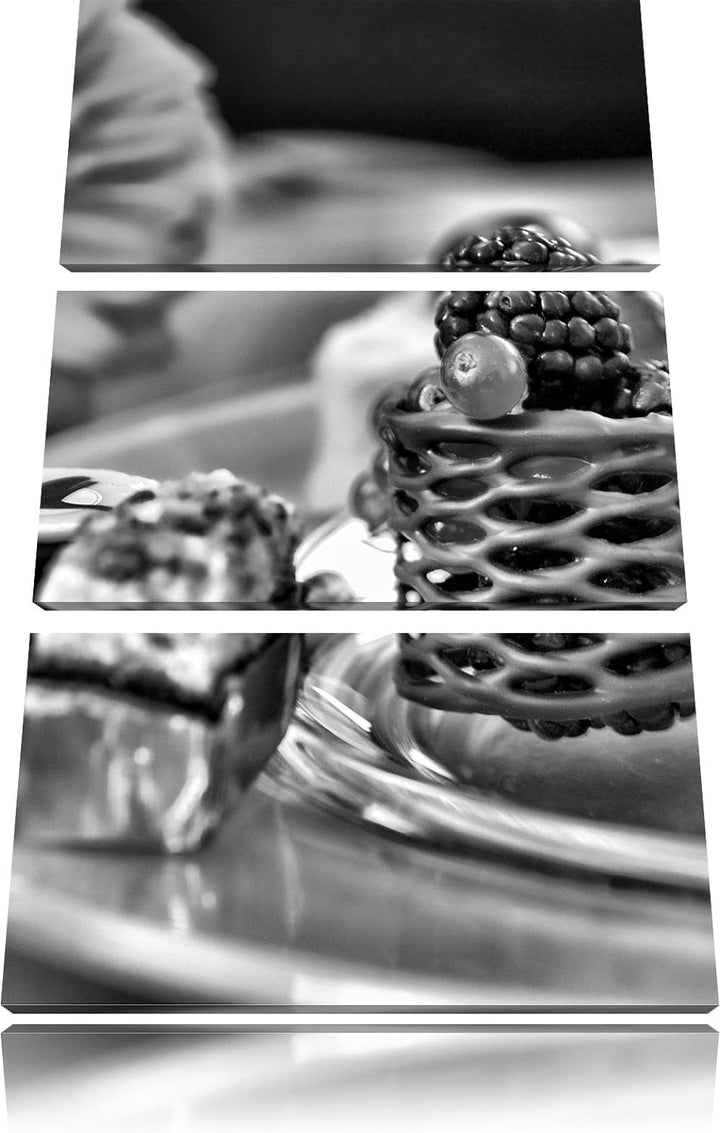 Pixxprint appetitliche Desserts als Leinwandbild/Grösse: 3 Teilig (120x80) cm/Wandbild/Kunstdruck/fe
