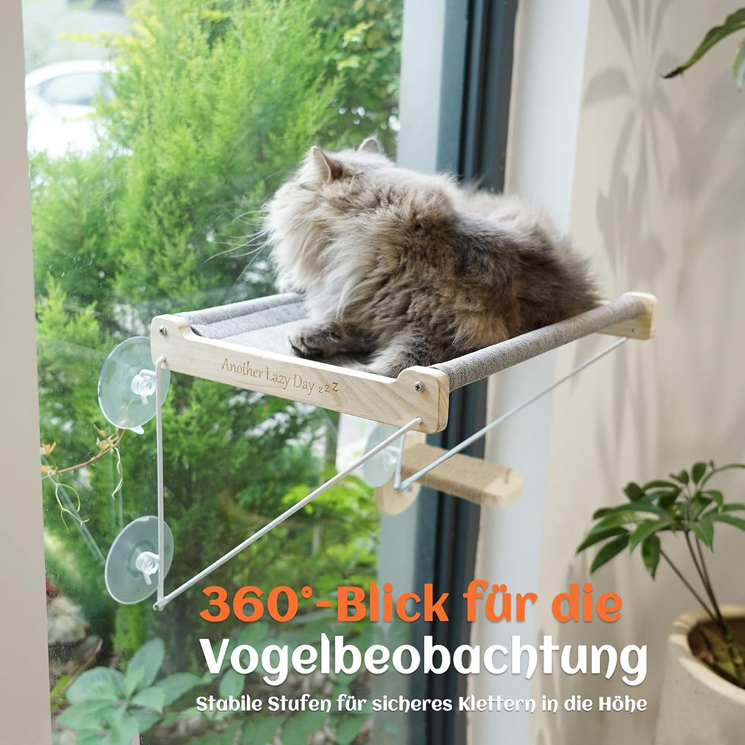 PETKARAY Katzen Fensterliege, Katzenhängematte Fensterbank, Faltbares Katzenbett mit Stahlrahmen &amp; S