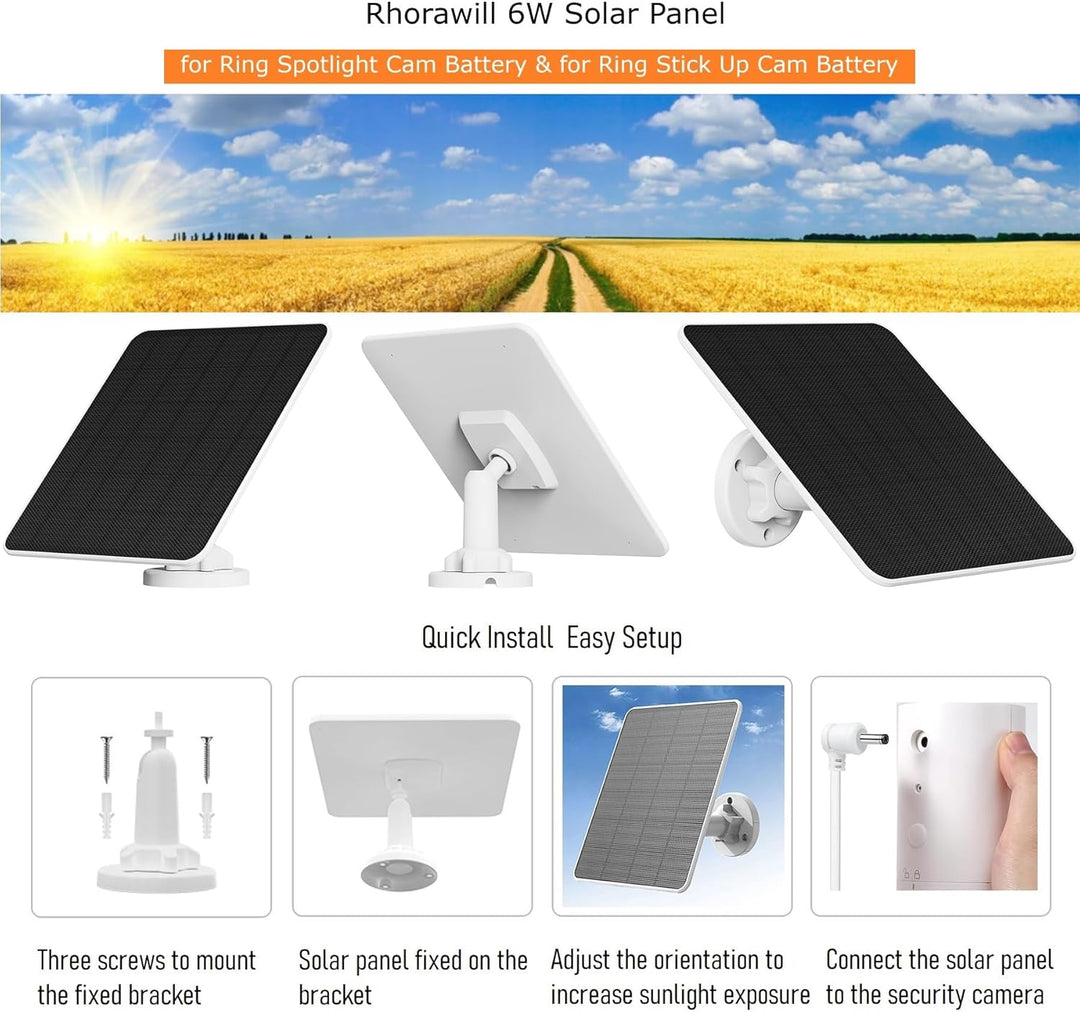 6W Solarpanel für Ring Kamera, für Ring Solarmodule, für Ring Kamera Solarpanel kompatibel für Ring