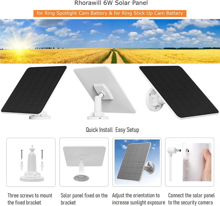 6W Solarpanel für Ring Kamera, für Ring Solarmodule, für Ring Kamera Solarpanel kompatibel für Ring