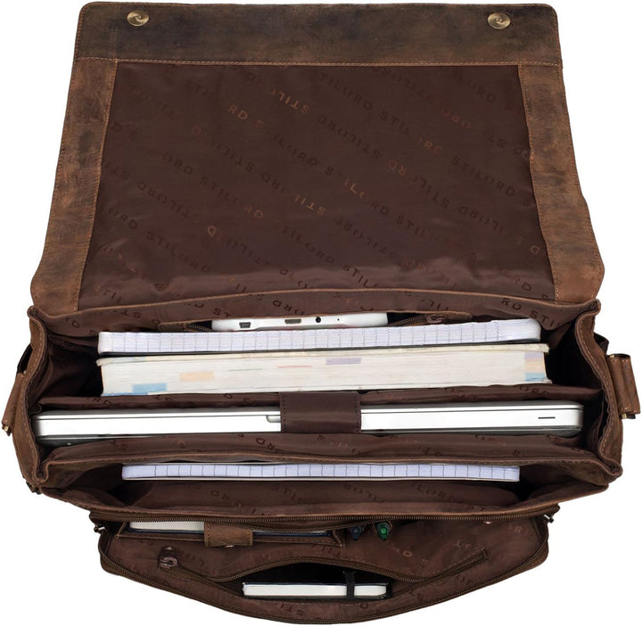 STILORD Vintage Umhängetasche Leder gross für Herren Damen 15.6 Zoll Laptoptasche Unitasche Bürotasc