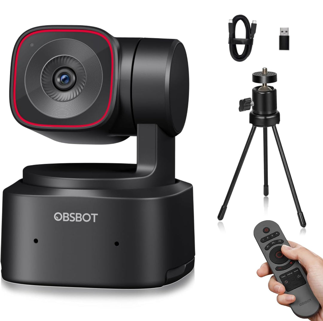 OBSBOT Tiny 2 Lite, PTZ 4K Webcam 1080P@60fps HDR, PC Kamera mit KI-Tracking, Mikros mit KI-Geräusch
