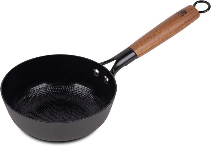 MasterPRO Odín | Pfanne Antihaftbeschichtet 16 cm | Aus Gepresstem Eisen | Ergonomischer Akazienholz