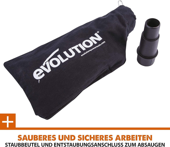 Evolution Power Tools - R210SMS+ Mehrzweck-Gleit-Gehrungssäge mit Plus Pack, 210 mm (230 V) R210-SMS