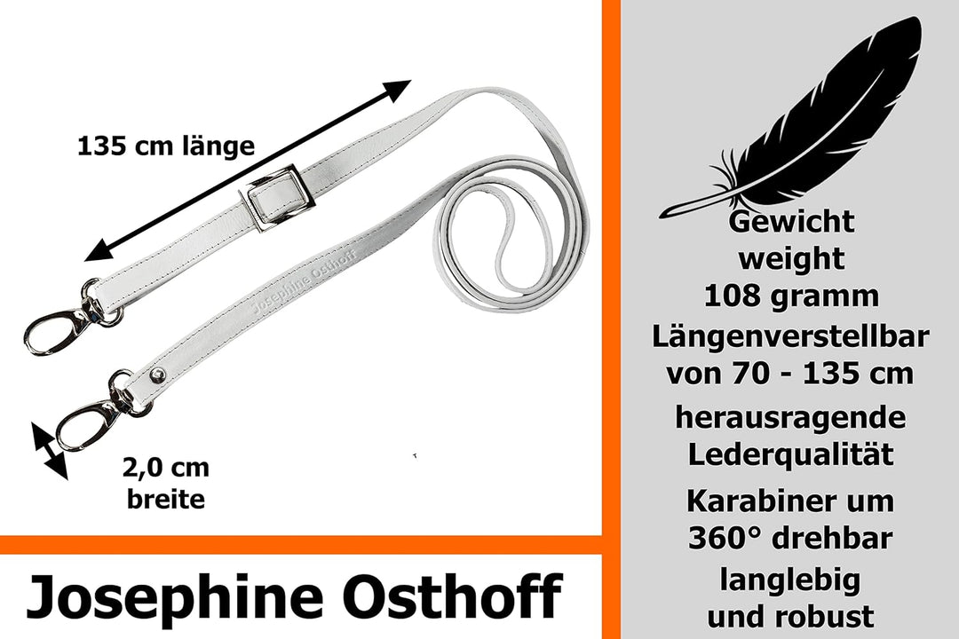 Josephine Osthoff Schulterriemen für Taschen Damen Leder 2 cm schmal verstellbar Ersatzgurt Tragerie
