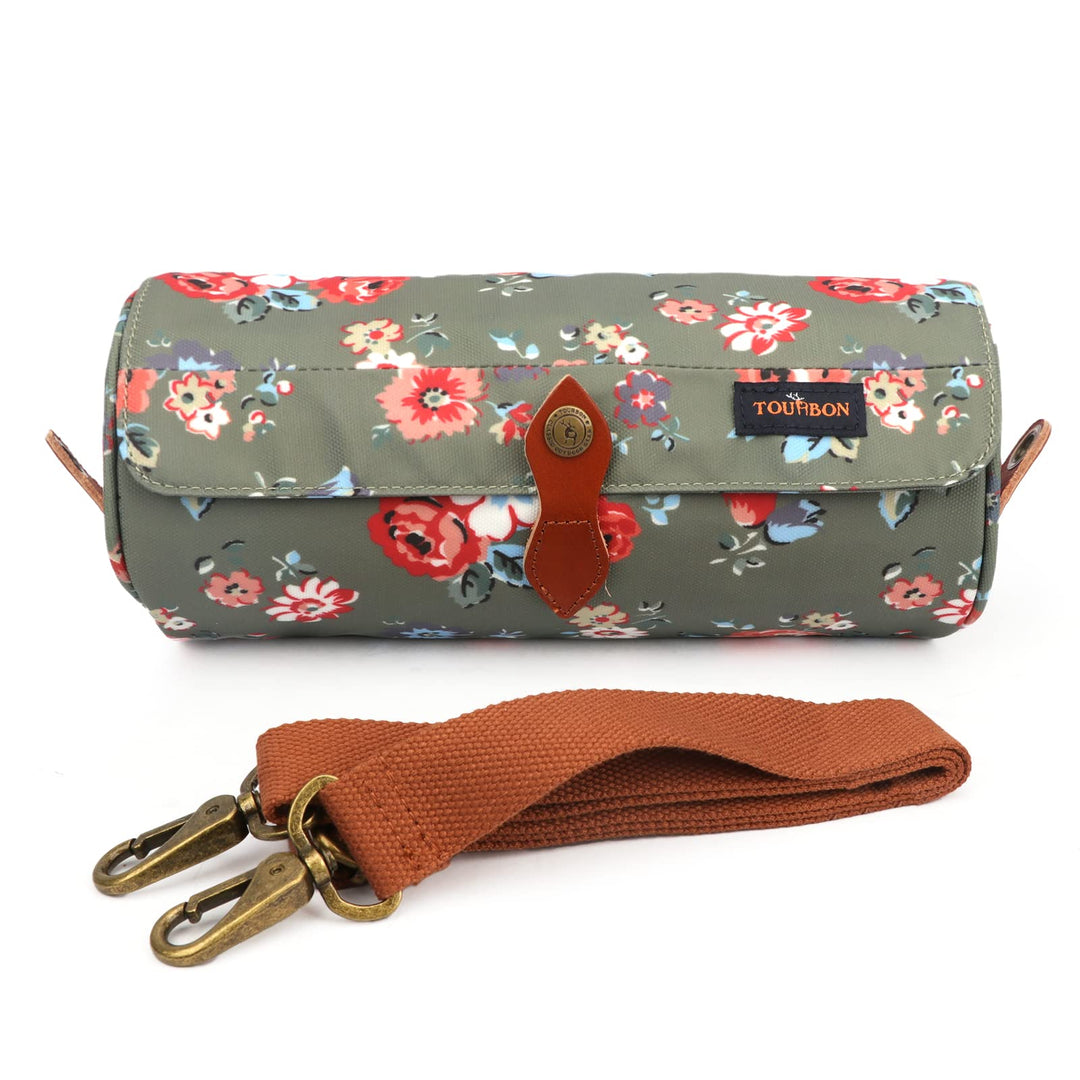 Tourbn Tourbon Fahrradtasche für Lenker, wasserdicht, Blumenmuster, T-LP00058-FL, 27*13 cm Grün (Blu