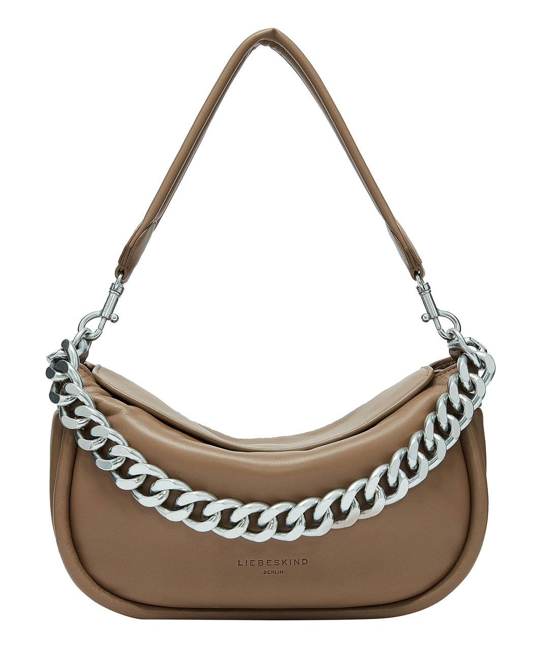 Liebeskind Berlin Fab 3 CHAIN Hobo Schultertasche, Medium (HxBxT 23cm x 29.5cm x 9cm), Praline