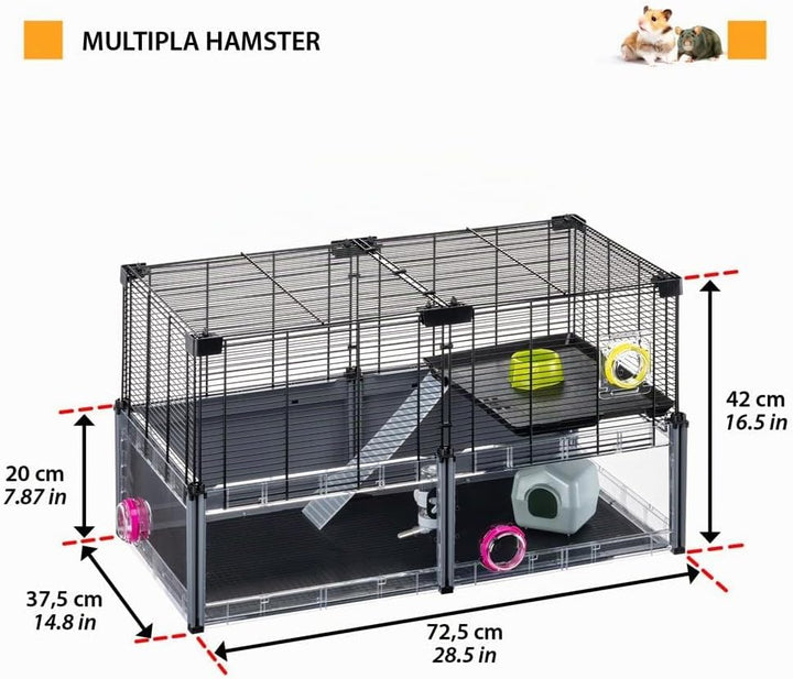 FERPLAST - Grosser Hamsterkäfig - Mauskäfig & Hamsterhaus - Metallgitter - mit Zubehör - Modular - M