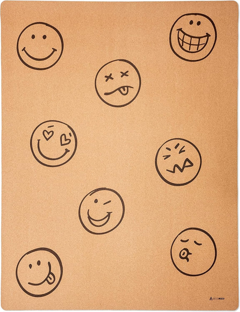 Secoroco Spielmatte aus Kork. Schadstofffreie Krabbelmatte für Babys und Kinder. Smileys 160x110 cm