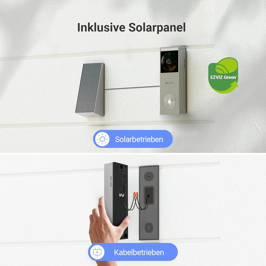 EZVIZ CP3 Pro Akku Video-Türklingel mit Chime CH1, Kabellose Klingel mit Kamera, Personenerkennung,