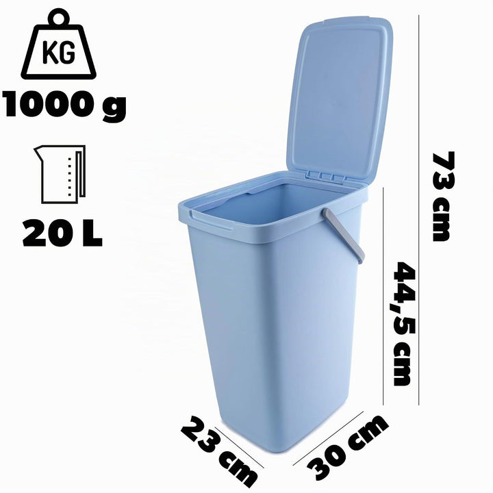 KADAX Abfallbehälter 20L, 3er Set, Abfalleimer aus Plastik mit Deckel und Griff, Mülleimer für Müllt