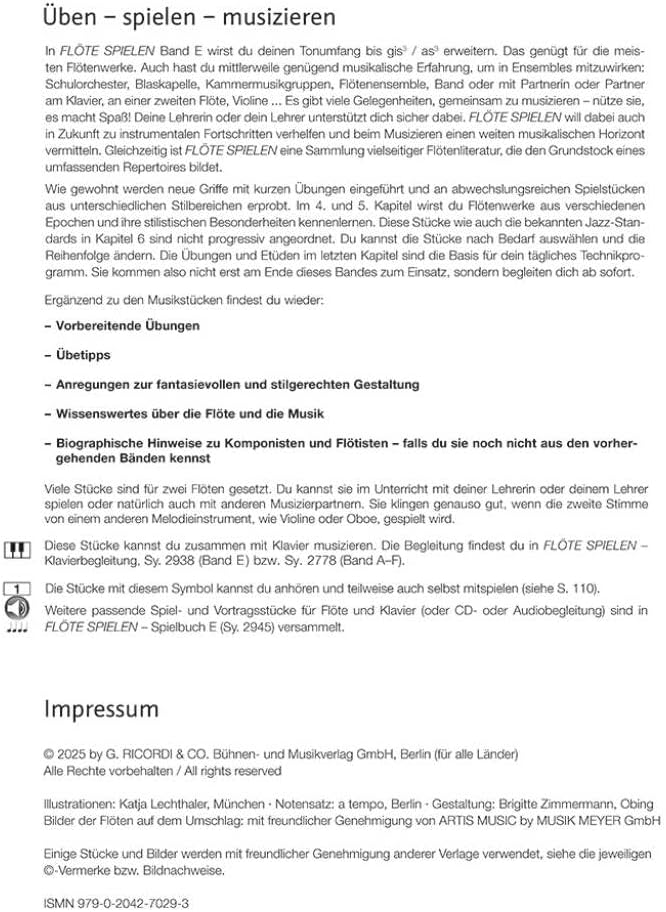 Danielli Elisabeth Weinzierl-Wächter: Flöte spielen Band E, Querflötenschule mit Online-Audio und No