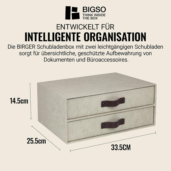 Bigso Box of Sweden BIRGER Schubladenbox für Dokumente und Bürobedarf – Schreibtisch Organizer mit 2