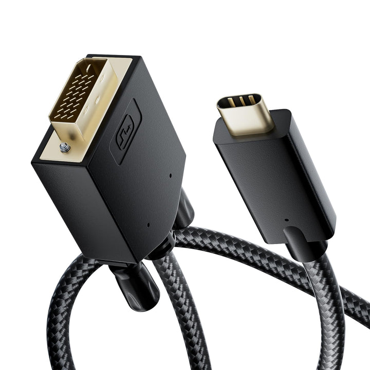 BolAAzuL USB C auf DVI Kabel 1M Nylon Geflecht, USB-C zu DVI-Adapter Typ-C/Thunderbolt-3 auf DVI Ada