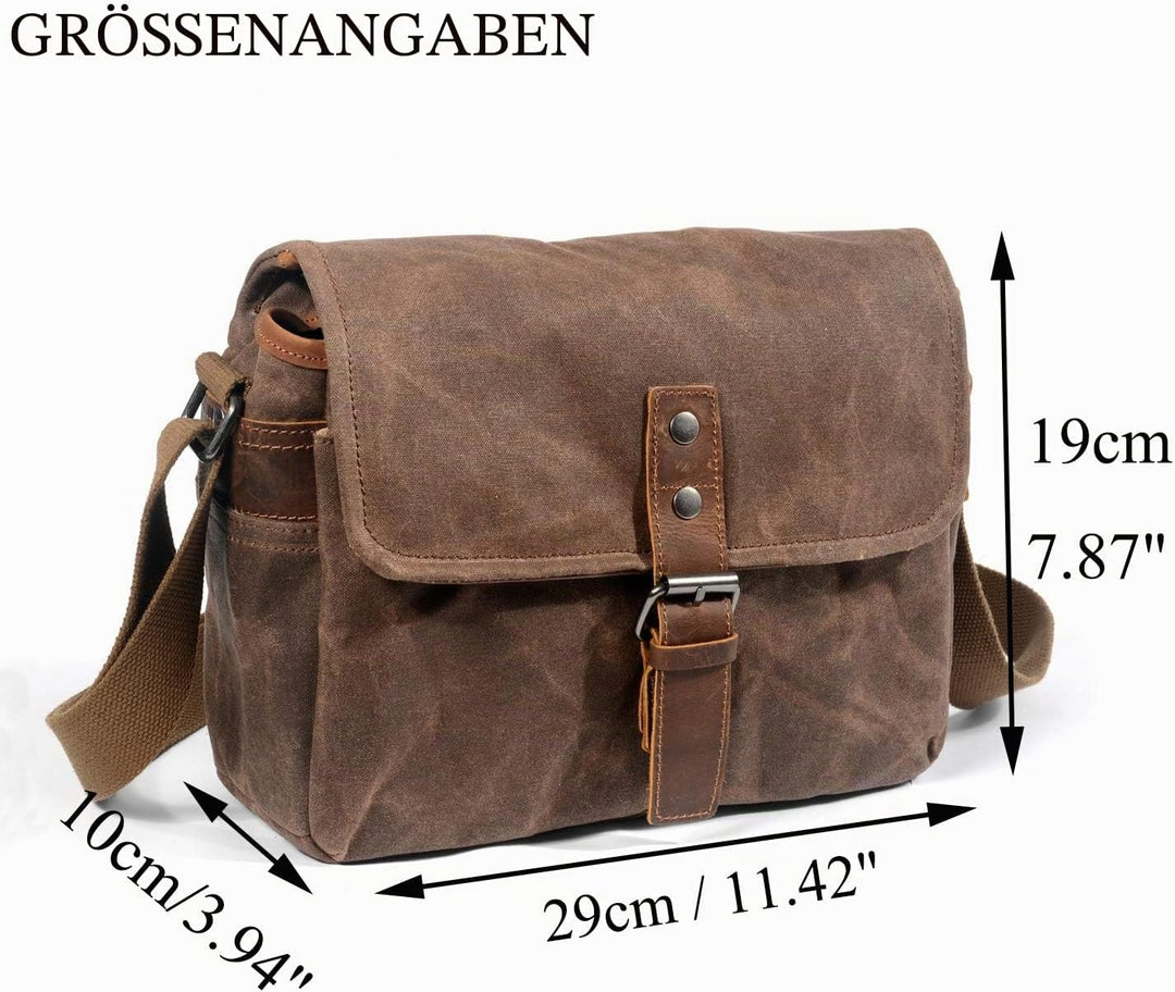 ONEGenug SLR-Kameratasche, wasserdichte Wachs-Segeltuchtasche Vintage Kameratasche Messenger Bag mit