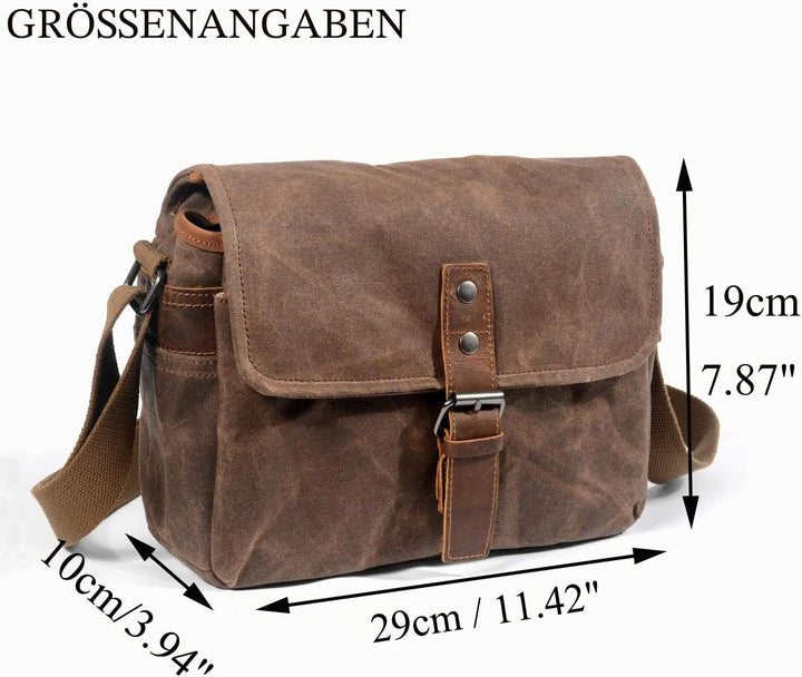 ONEGenug SLR-Kameratasche, wasserdichte Wachs-Segeltuchtasche Vintage Kameratasche Messenger Bag mit