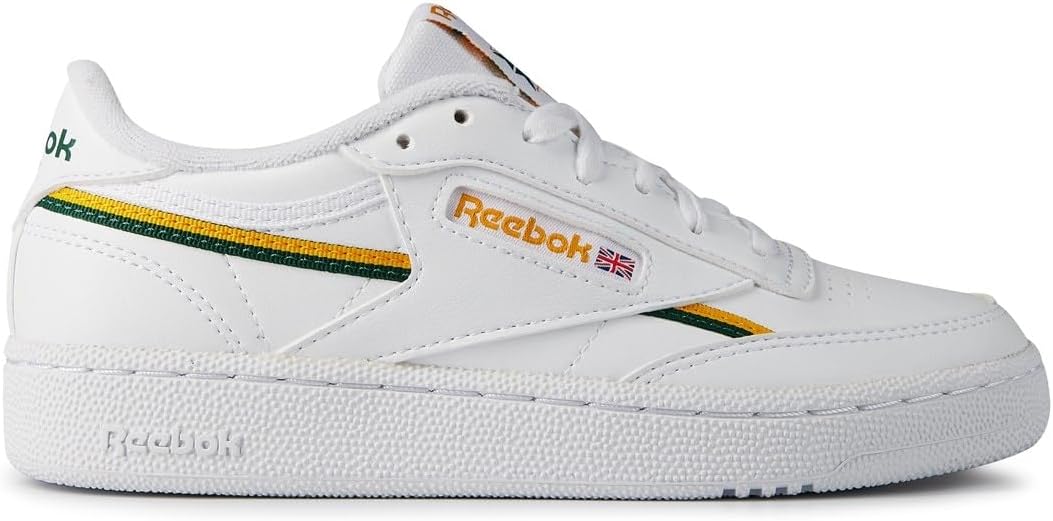 Reebok Herren Club C 85 Vegan Sneaker 40.5 EU Ftwr White Collegiate Gold Dark Green, 40.5 EU Ftwr Wh
