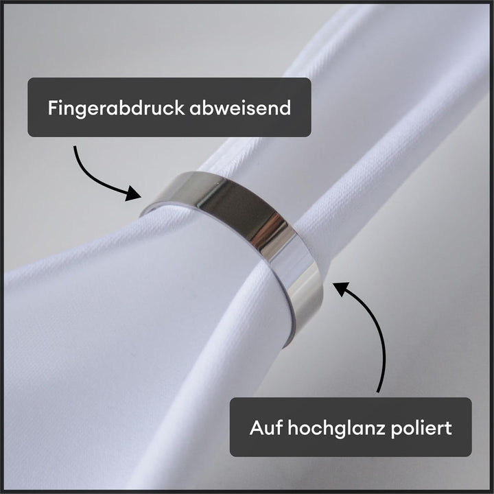 NEU: 6 Serviettenringe aus hochwertigem Edelstahl Ø - 4cm (Silber, glänzend)