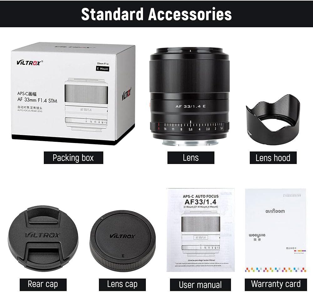 VILTROX 33mm F1.4 E Autofokus Objektiv APS-C Grosse Blende Augenfokus Prime Objektiv für Sony E-Moun