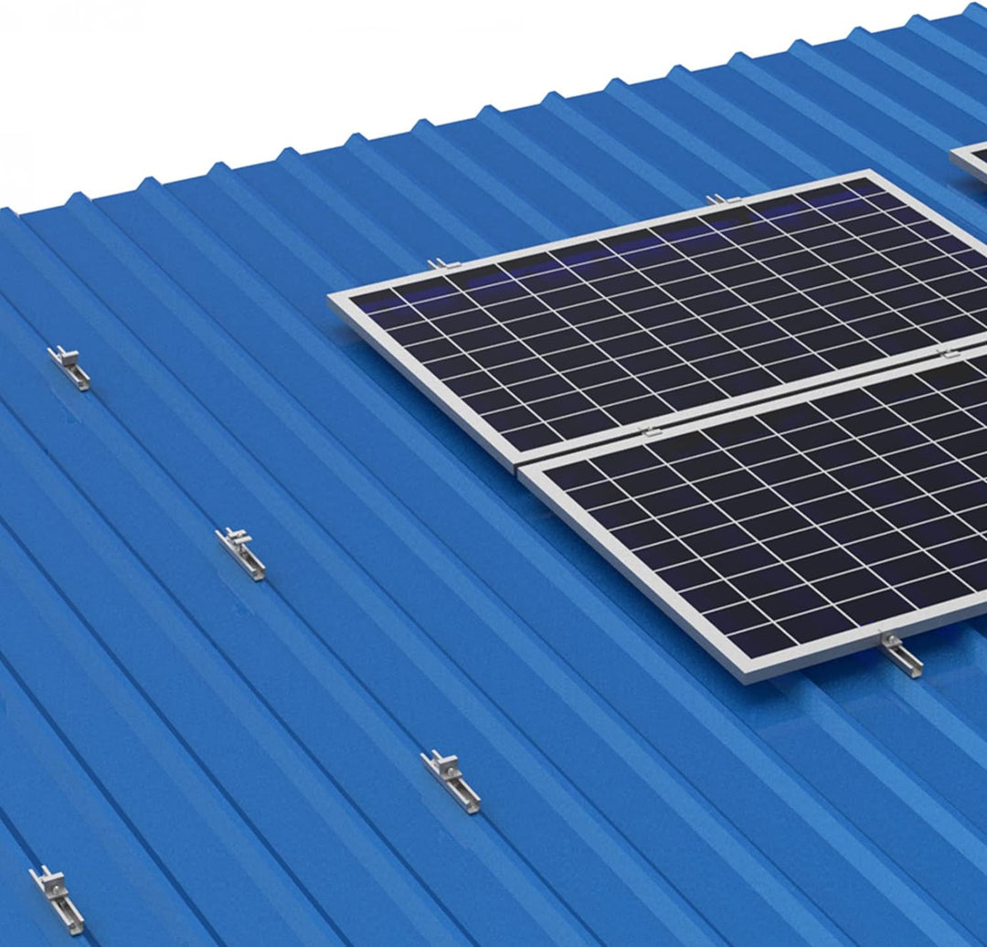 Solarmodul Halterung Flachdach, Alu Photovoltaik Montageschiene 12CM, Verstellbare Schwarz Klemme fü