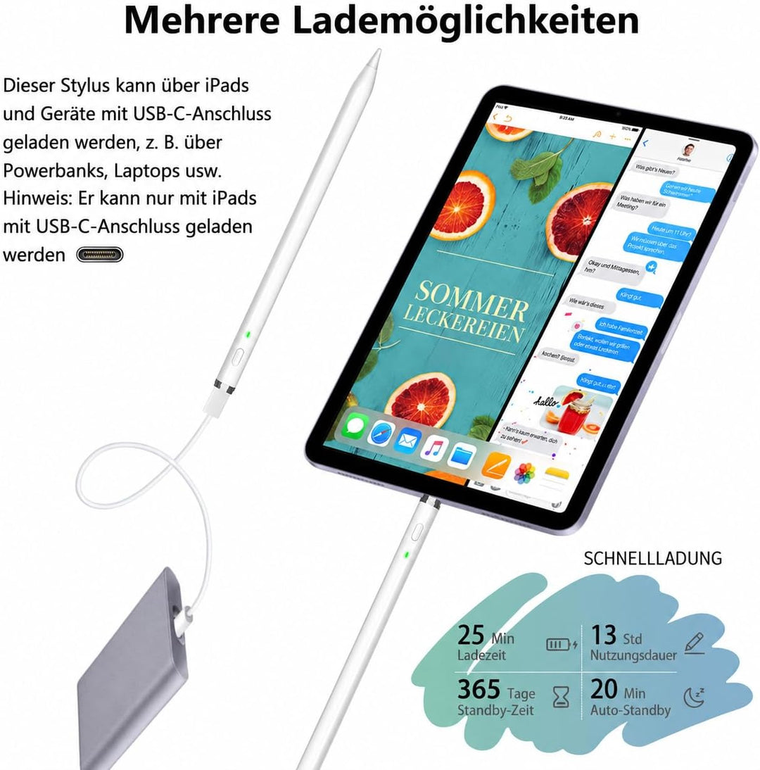 Stift für iPad: Pencil 1. Generation für iPad mit Schnellladeleistung Palm Rejection und Neigungssen